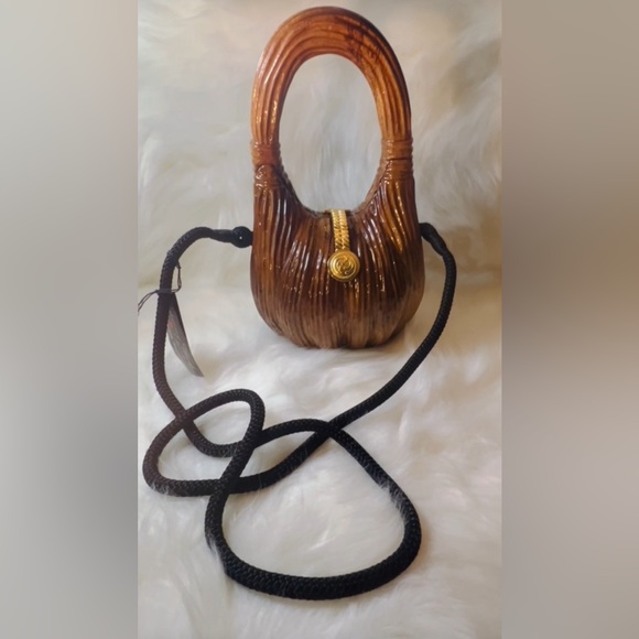 Timmy Woods Handbags - Timmy Woods of Beverly Hills Acacia Wood Handbag Purse 👜 🧡